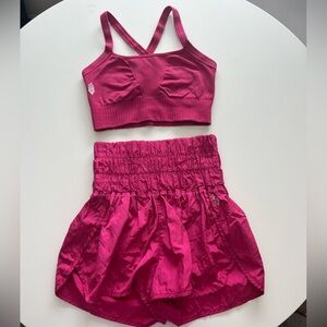 Pink Free people workout set